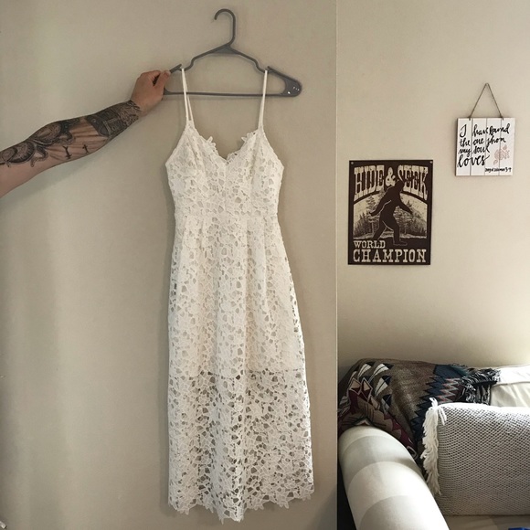 ASTR the Label White Lace A Line Midi Dress - Picture 4 of 7